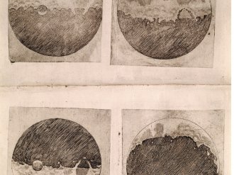 An eye on the Earth’s satellite: Galileo’s work Sidereus Nuncius (1610) also includes many drawings of the moon in different phases.